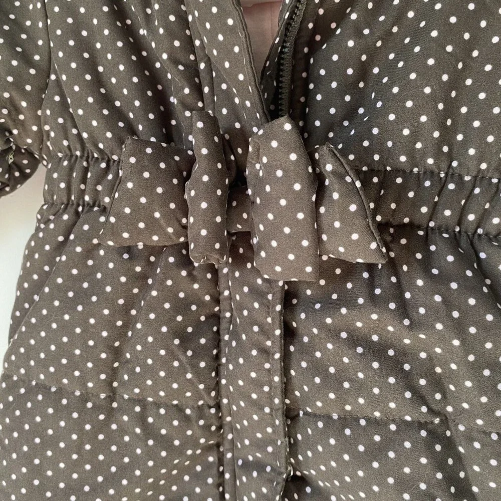 First Impressions‎ one piece polka dot snowsuit hooded fauxfur pink/brown 6-9m